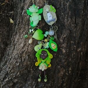 Green and Yellow Fantasy Charm Necklace